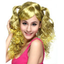 With Two Little Pigtails Yellow Deep Curly Party Wigs