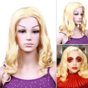 Side Bang Gold Curely Party Wigs