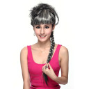 Gray & White Back with Long Pigtail Neat Bang Party Wigs