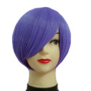 Purple Short Inclined Bang Party Wigs