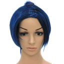 Blue Silky Straight Antistat Party Wigs