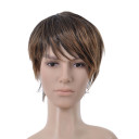 Dark Brown Hair Extension Side Bang Mens Wigs