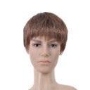 Capless Brown Straight Mens Wigs