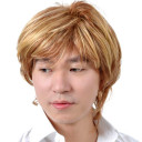 Shoulder Length Blonde Without Layer Mens Wigs
