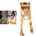 Extra Long Gold Brown Heat Resistant Fiber Cosplay Wigs